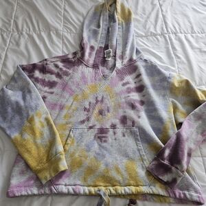 PINK Victoria's Secret Tie-Dye Hoodie - Purple, Yellow, Gray